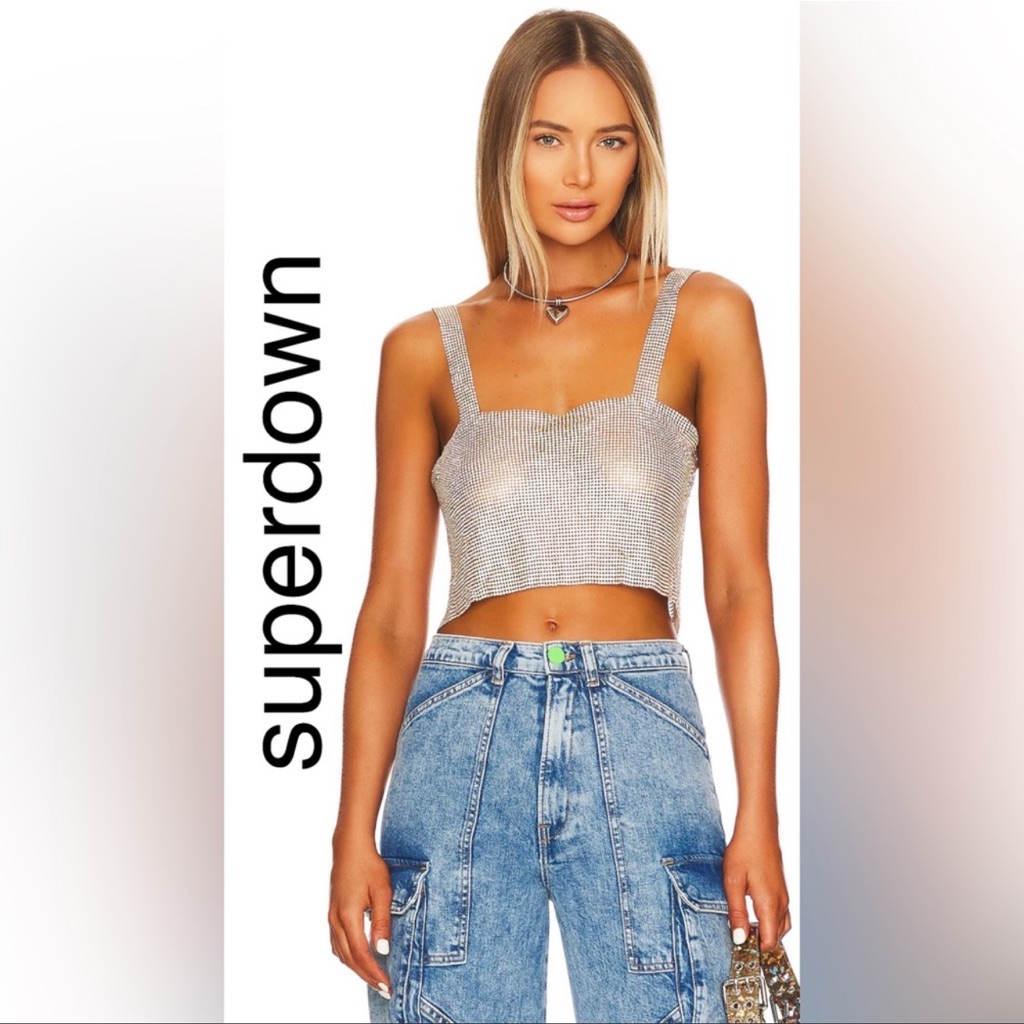 Brand New Superdown Mackenzie Crop Top In Gold